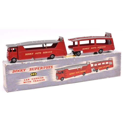 1461 - Dinky Supertoys Car Carrier With Trailer (983). In red with grey decks and 'Dinky Auto Service' to s... 