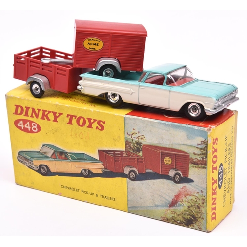 1463 - Dinky Toys Chevrolet Pick-Up & Trailers (448). Chevrolet in turquoise and ivory with red interior. O... 