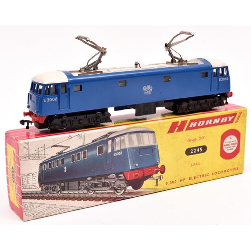 1052 - A Hornby Dublo 2-rail BR Electric overhead Bo-Bo double pantograph locomotive (2245). E3002, in blue... 