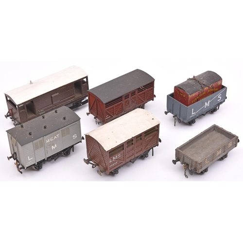 1063 - 6x O Gauge finescale kit built LMS freight wagons. Well constructed and detailed wagons including; a... 