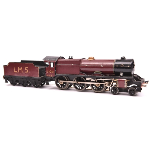 1090 - A Bassett-Lowke O Gauge clockwork LMS 4-6-0 tender locomotive, Royal Scot, 6100 for restoration. In ... 