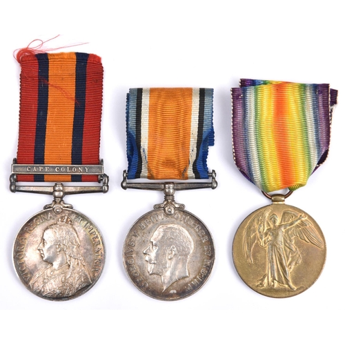 129 - QSA, 1 clasp CC (8198 Pte W. Male, Coldstm Gds), GVF, roll confirms single clasp. Pair: BWM, Victory... 