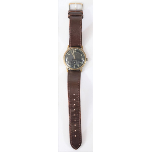 169 - Unmarked Arctos wristwatch. Serial 679962. Plated case, brushed finish, considerable wear to plating... 