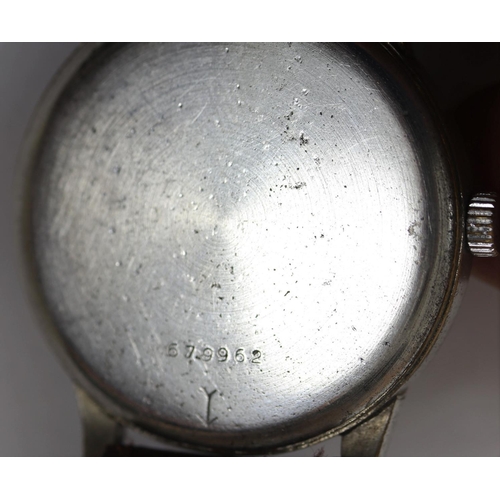 169 - Unmarked Arctos wristwatch. Serial 679962. Plated case, brushed finish, considerable wear to plating... 