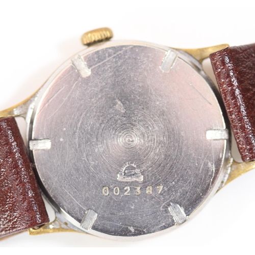 172 - Helma wristwatch. Plated case with brushed finish, heavy wear, most plating missing. Fixed bars. Scr... 