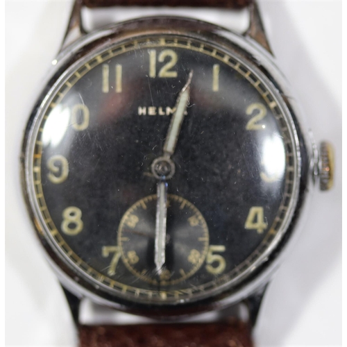 173 - DH marked Helma wristwatch. Serial D 07996 H. Plated case (refinished), 32mm without crown. Fixed ba... 