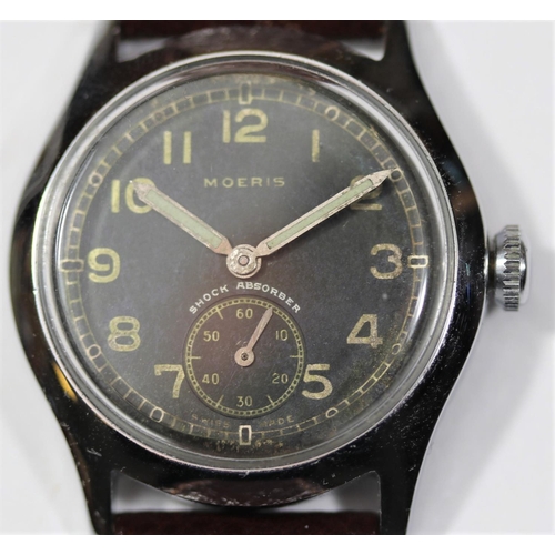 175 - Moeris wristwatch. Chrome plated case (possibly refinished), 32mm without crown. Springbars. Screw c... 