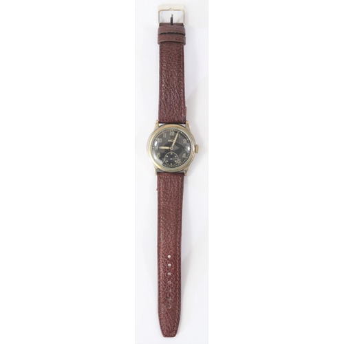 176 - Recta wristwatch. Serial 566310. Plated case, brushed finish, substantial wear to plating, 33mm with... 