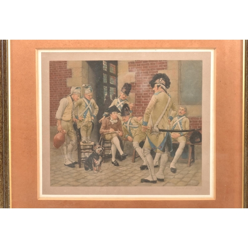 112 - An Ackermann print “Rifle Brigade”, d 1841 mounted and framed by Ackerman & Son with their label on ... 