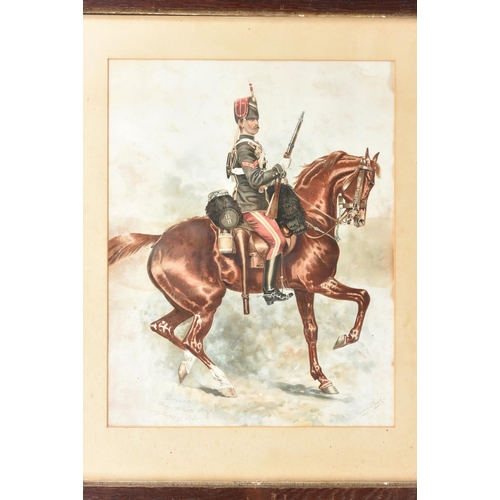 112 - An Ackermann print “Rifle Brigade”, d 1841 mounted and framed by Ackerman & Son with their label on ... 