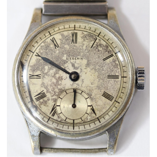 167 - Siegerin wristwatch. Plated case, 30mm without crown. Snap caseback, serial 138045. Dial heavily dam... 