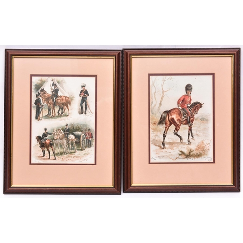 116 - A pair of coloured prints, after originals by Harry Payne,  “Mounted Officer of Grenadier Guards, 18... 