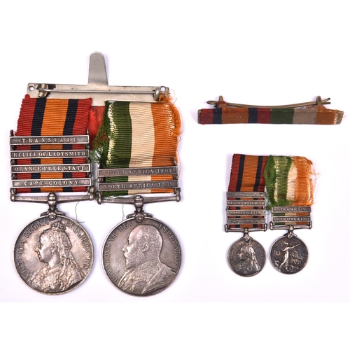 127 - Pair: QSA 4 clasps CC, OFS, Rel of Ladysmith, Trans; KSA both date clasps (Lieut S H F Muriel 1/Bord... 