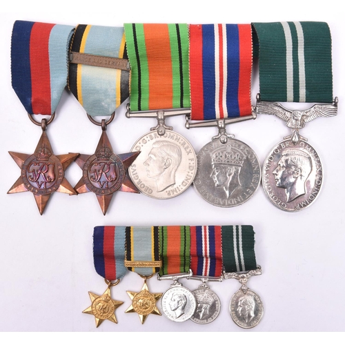 141 - Five:  1939-45 star, Air Crew Europe star with F&G clasp, Defence, War, Air Efficiency Award, Geo VI... 