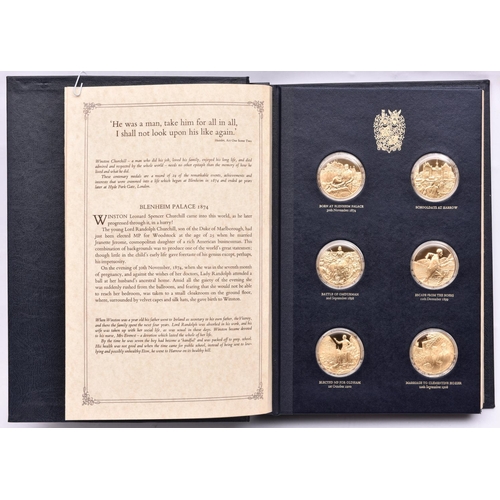 143 - “The Churchill Centenary Medals”  being a set of 24 gold plated silver prooflike medallions. Designs... 