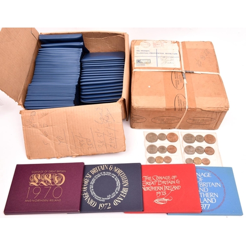 144 - EIIR specimen sets (4): 1970,  halfcrown to half penny (8 coins); 1972 50p to ½p (7 coins including ... 