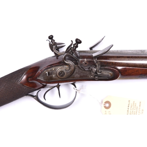 19 - A rare early 19th century double barrelled flintlock blunderbuss with spring bayonet, by Jackson, Lo... 