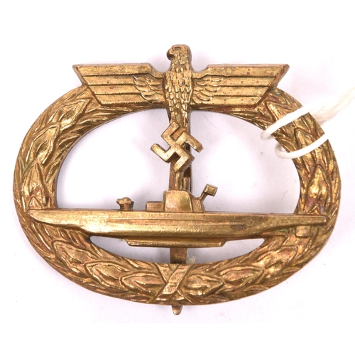 191 - A Third Reich U boat badge,  the back marked “Frank & Reif, Stuttgart”. GC