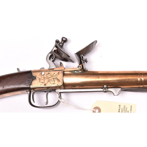 21 - A rare bronze barrelled and bronze framed flintlock boxlock blunderbuss with spring bayonet, by J & ... 