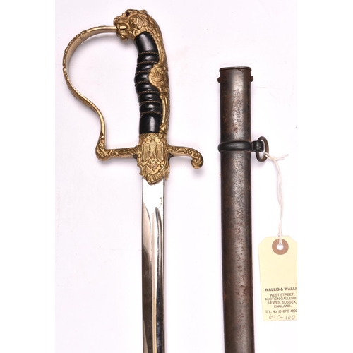 214 - A scarce pattern Third Reich Army officer’s sword, by Rich A Herder, Solingen, the cast brass hilt l... 