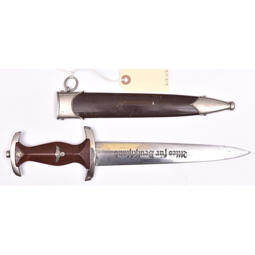 219 - A Third Reich SA dagger, by Aesculap, Tuttlingen, the blade with full Rohm inscription,  the hilt wi... 