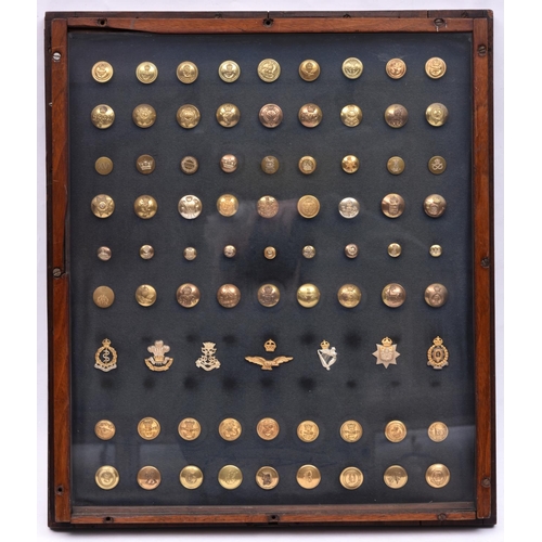 221 - 63 large and 9 small buttons, RN, Vic yacht clubs, 5 KC Guards regts, livery, mess jacket, etc, in a... 