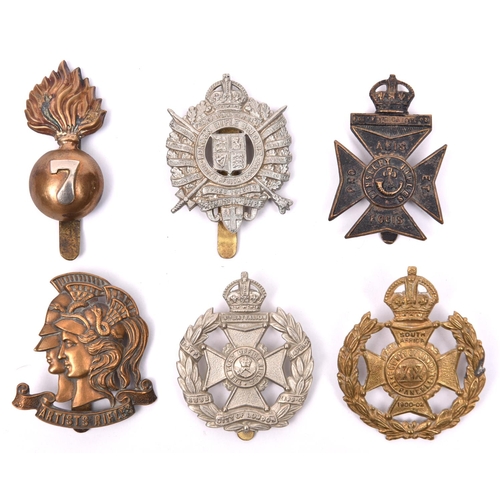 231 - 6 London cap badges: 5th City (1821), 7th City (1826), WM 8th (P Office), blackened 11th (Finsbury),... 