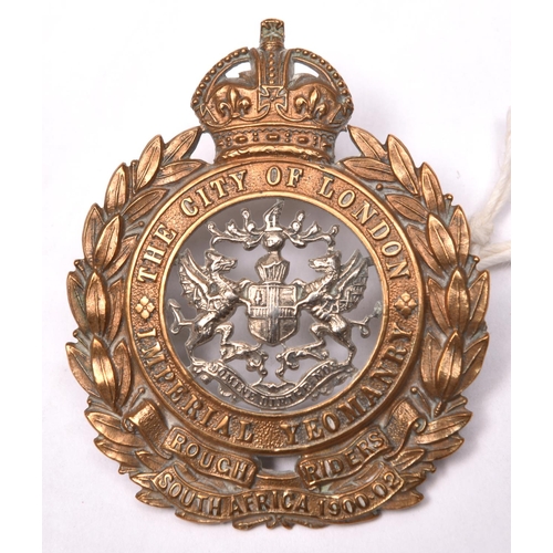 232 - An OR’s bimetal cap badge of the City of London Imperial Yeomanry,  GC (centre backing plate missing... 