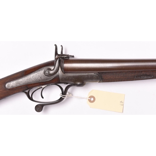 24 - A double barrelled 12 bore underlever pinfire shotgun, by H. Hook, Tenterden,  46½” overall, nicely ... 