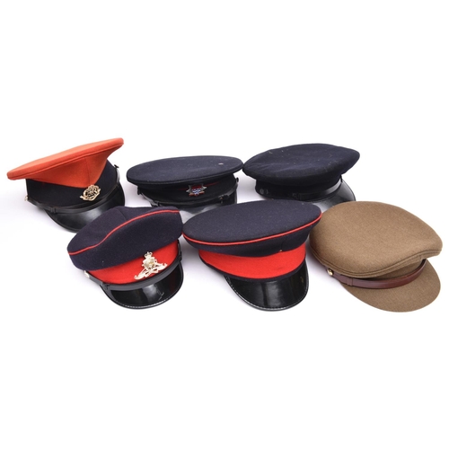 256 - 6 peaked caps, including ERII R M Police, ERII Women’s R Artillery and London Fire Brigade, remainde... 