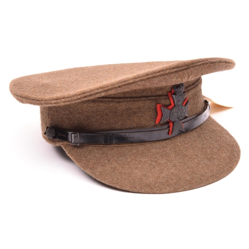 257 - An OR’s khaki peaked cap, c 1925, of the 16th London Regt (Q. Westminster and Civil Service Rifles),... 