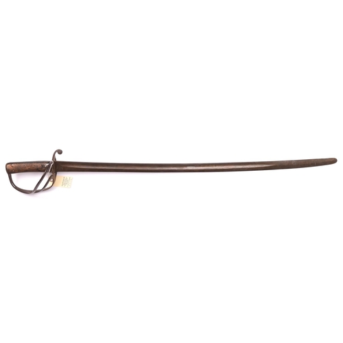 269 - An 1853 pattern cavalry trooper’s sword, slightly curved, fullered blade 33½” (tip rounded, 1” split... 