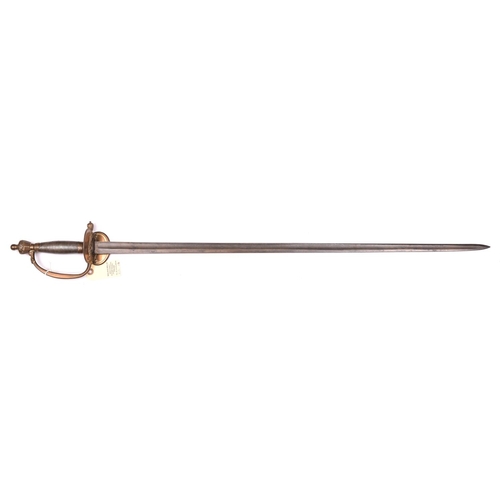 271 - A 1796 pattern infantry officer’s sword, straight fullered blade 32”, with traces of etching, brass ... 