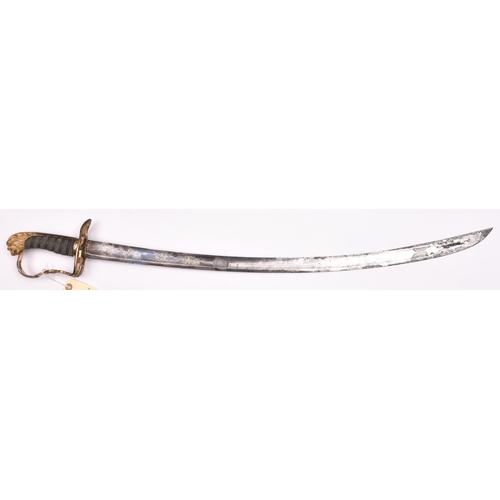 273 - An 1803 field officer’s sword of a Welsh Regiment, curved, fullered blade 30”, marked J J Runkel, So... 