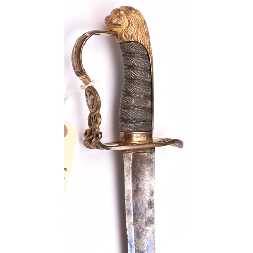 273 - An 1803 field officer’s sword of a Welsh Regiment, curved, fullered blade 30”, marked J J Runkel, So... 