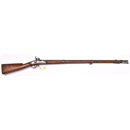 340 - A Continental (possibly German) 12 bore military percussion musket, converted from flintlock, 56” ov... 