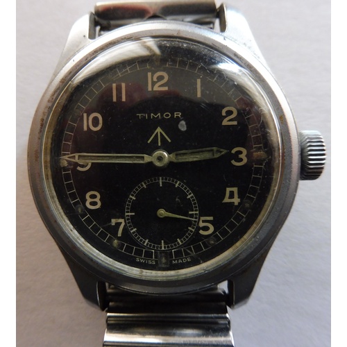 165 - A British military issue WWW wristwatch by Timar, the back marked “Timor broad arrow WWW K 1675/3157... 