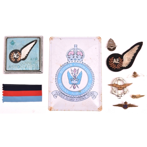 235 - RAF items: Air Gunners Association car radiator badge, necktie, A.G. Association (Northants) Members... 