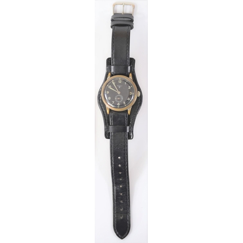 55 - Wagner wristwatch. Serial 671348. Plated case, brushed finish, considerable wear to plating, 35mm wi... 