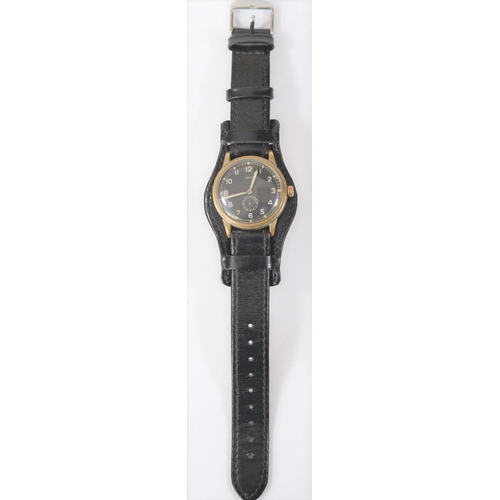 58 - Berg wristwatch. Plated case, brushed finish, considerable wear to plating, 35mm without crown. Fixe... 