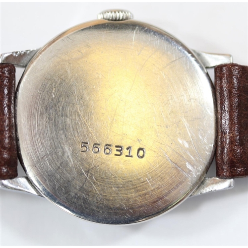 59 - Recta wristwatch. Serial 566310. Bright plated case, possibly refinished, 33mm without crown. Fixed ... 