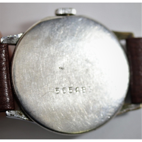 61 - Recta wristwatch. Serial 565483. Bright plated case, possibly refinished, 33mm without crown. Fixed ... 