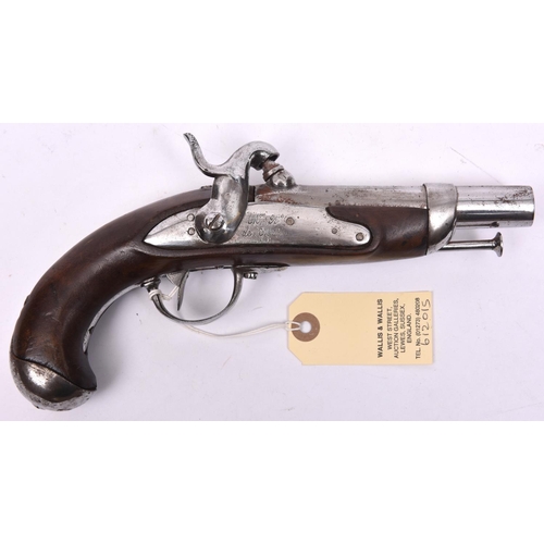 309 - A French 20 bore Model 1822 Gendarmerie pistol converted to Model 1842 percussion,  9¾” overall, bar... 