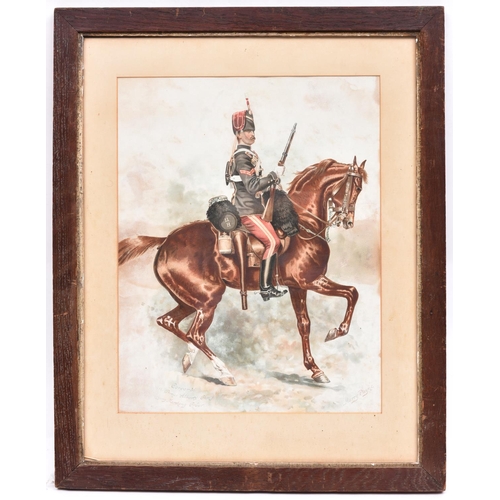 13 - An Ackermann print “Rifle Brigade”, d 1841 mounted and framed by Ackermann & Son with their label on... 