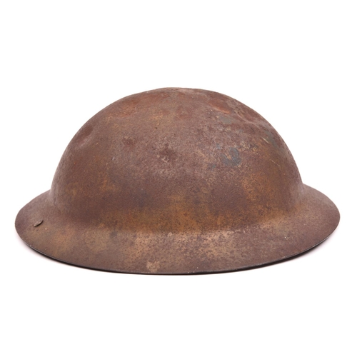 242 - A WWI raw edge Brodie’s pattern steel helmet,  red painted black letter “Z” (Channel Islands ?), lea... 