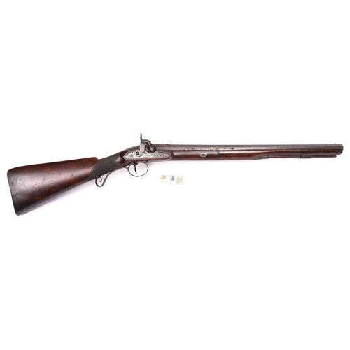 300 - A 14  bore rifled percussion sporting carbine, by Harding, converted from flintlock,  36½” overall, ... 