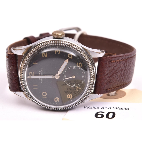 60 - Civitas aviators type wristwatch. Plated case, brushed finish, some light plating wear, coin edged b... 