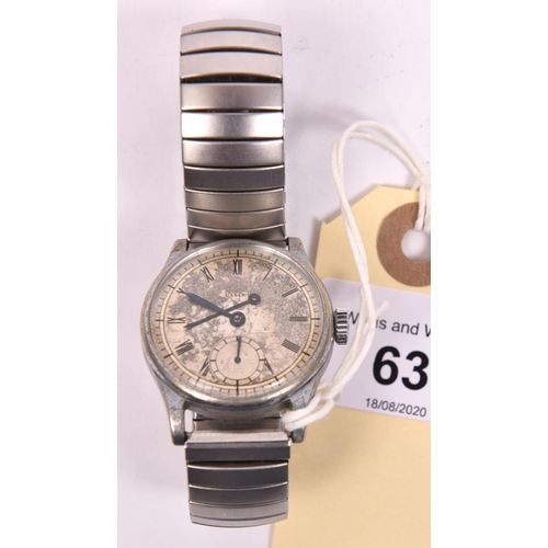 63 - Siegerin wristwatch. Plated case, 30mm without crown. Snap caseback, serial 138045. Dial heavily dam... 