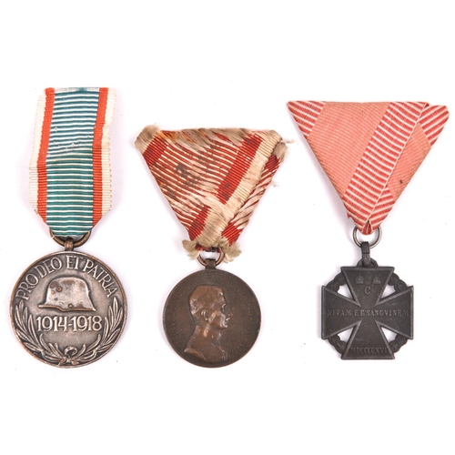 100 - Austrian Charles I Medal for Bravery, 1917; Karl Truppenkreuz medal 1916; and Hungarian 1914-18 War ... 