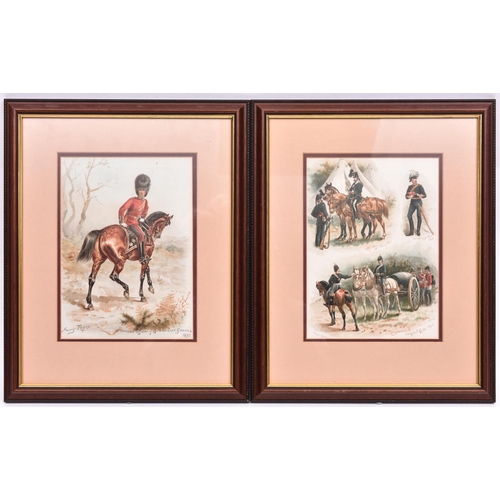 11 - A pair of coloured prints, after originals by Harry Payne,  “Mounted Officer of Grenadier Guards, 18... 